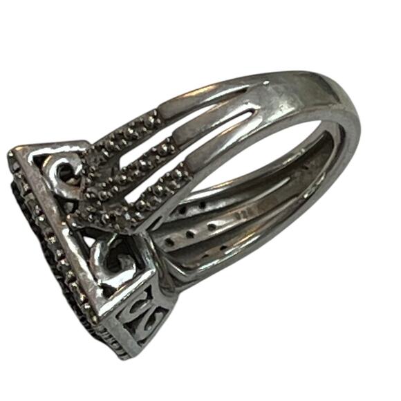 Beautiful 925 SILVER RING Black Gray Stones Size 5 - Picture 4 of 5